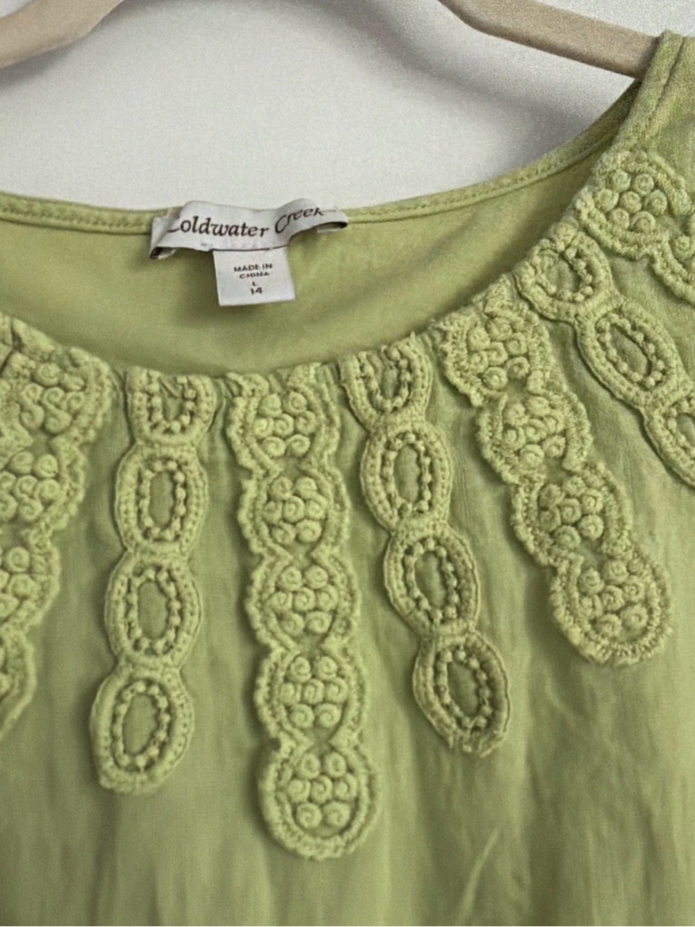 Coldwater Creek Lime Green Crochet-Trim Linen Tank - Picture 4 of 4
